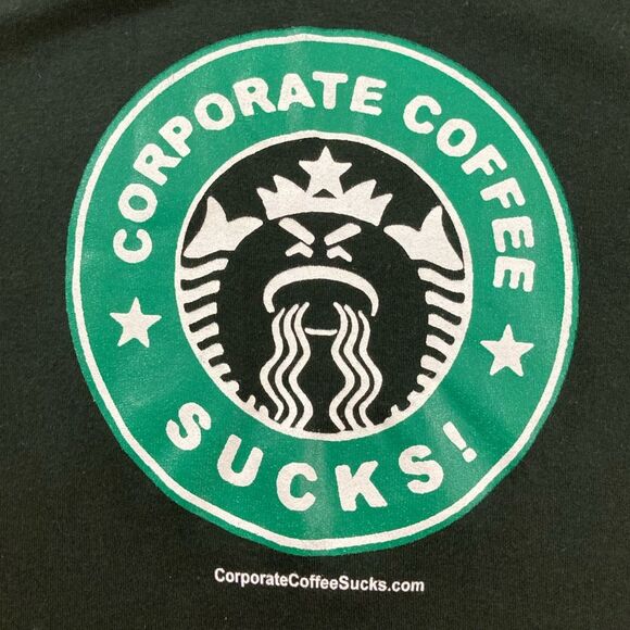 Silver T-Shirt Women’s Medium Black Graphic Tee Funny Coffee Sucks Novelty Top - Picture 4 of 8